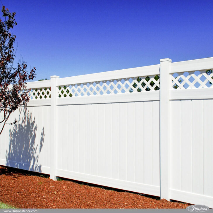 6FT Tall Privacy With Lattice Classic White Vinyl Gate Post