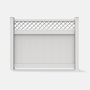 6FT Tall Privacy With Lattice Classic White Vinyl Gate