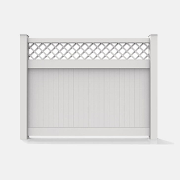 6FT Tall Privacy With Lattice Classic White Vinyl Gate Post